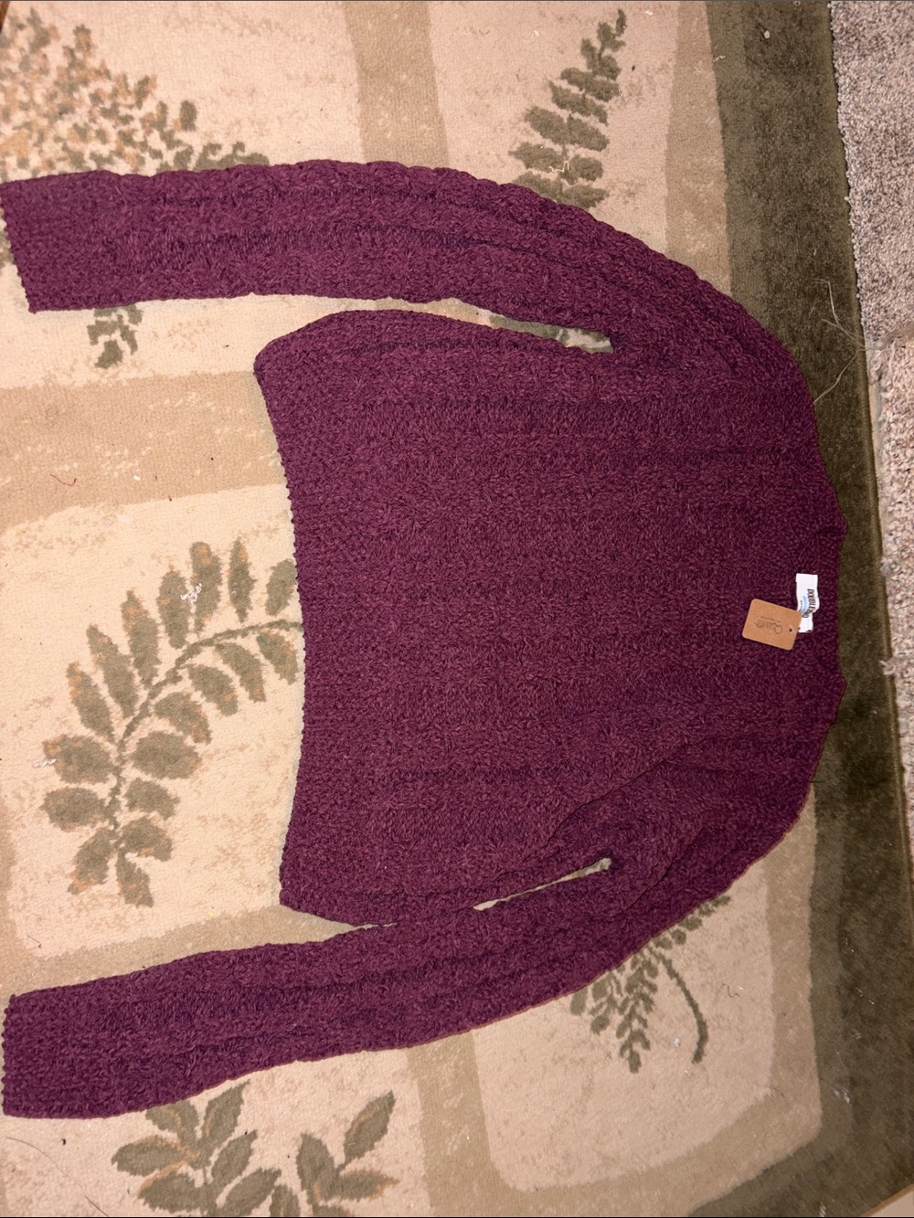 Double Zero Plum Cable Knit Crewneck Sweater